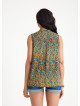 Shirt Collar Asymmetric Cut Petrol Bohemian Blouse 4563
